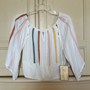 Vintage Havana Cropped Off the Shoulder White Blouse Size Small NWT